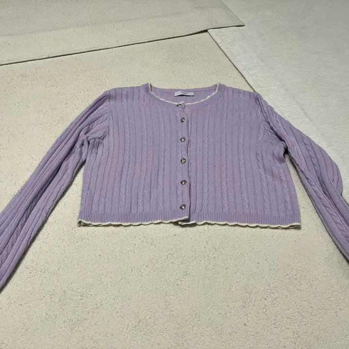 [BUNJANG] Purple Cable Knit Cardigan / 연보라 꽈배기 니트 가디건