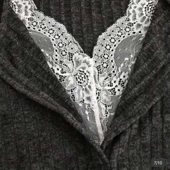 [BUNJANG] Layered Lace Long Sleeve Top / 레이스 레이어드 긴팔티 상의