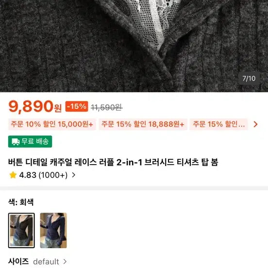 [BUNJANG] Layered Lace Long Sleeve Top / 레이스 레이어드 긴팔티 상의