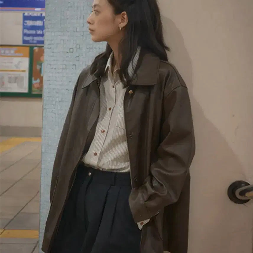 [BUNJANG] 틸아이다이 Eco Leather Pocket Jacket / 틸아이다이 에코 레더 포켓 자켓 Faux leather