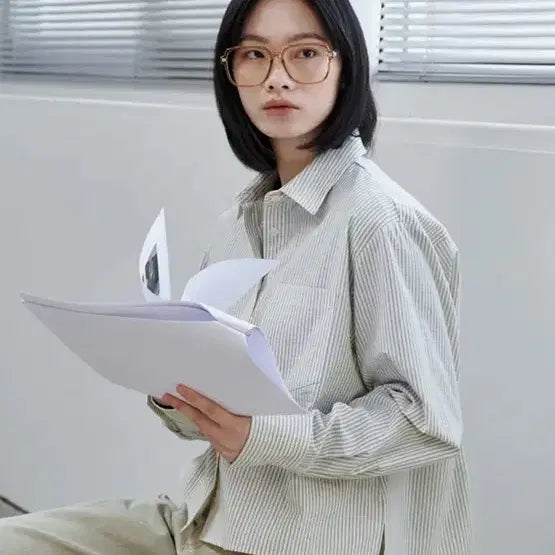 [BUNJANG] MAROB 4123 Crop Stripe Shirt Cream / 원가105730원| 무신사 마롭 4123 크롭 스트라이프 셔츠 크림 FR