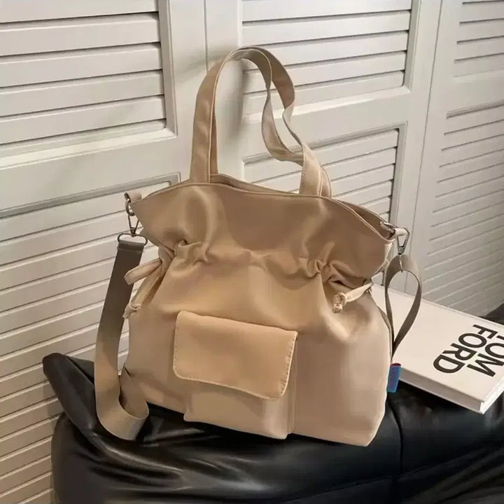 [BUNJANG] Beige Shirring Pocket Shoulder Bag / 새상품 베이지 셔링 포켓 숄더백 토트백 크로스백