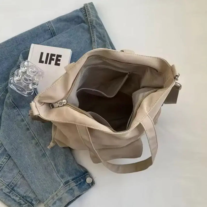 [BUNJANG] Beige Shirring Pocket Shoulder Bag / 새상품 베이지 셔링 포켓 숄더백 토트백 크로스백
