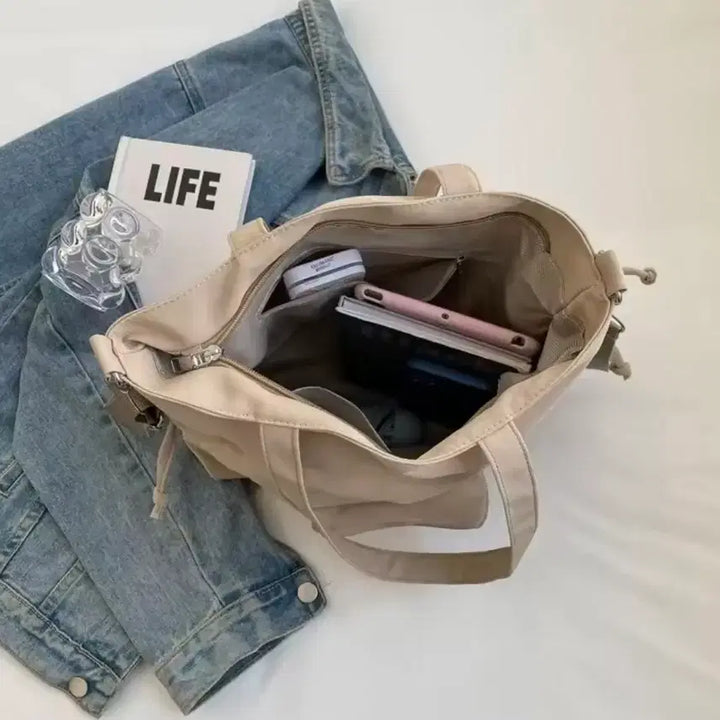 [BUNJANG] Beige Shirring Pocket Shoulder Bag / 새상품 베이지 셔링 포켓 숄더백 토트백 크로스백