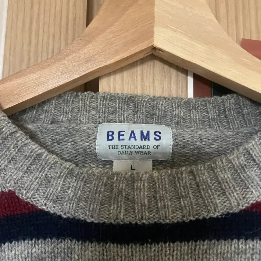 [BUNJANG] Beams Stripe Round Wool Knit Sweater / 빔즈(beams) 스트라이프 라운드 울니트 L사이즈
