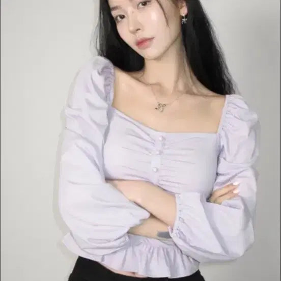 [BUNJANG] Pale Jade Blouse Lilac / 페일제이드 블라우스 연보라
