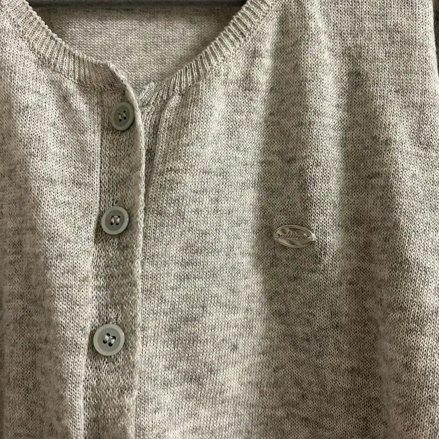 [BUNJANG] Linen Crop Cardigan (Gray) / 린넨 펜던트 크롭 긴팔 가디건(그레이)