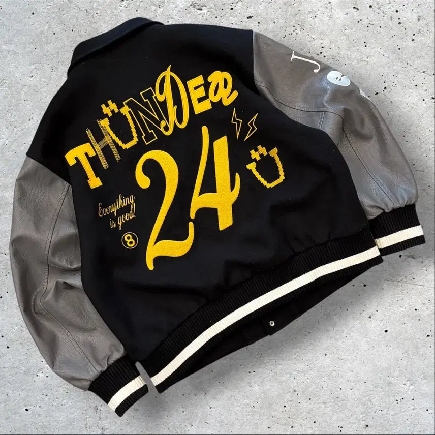 [BUNJANG] ATEEZ Treasure 2024 Black Varsity Jacket / 에이티즈 트레져 2024 블랙 바시티 자켓