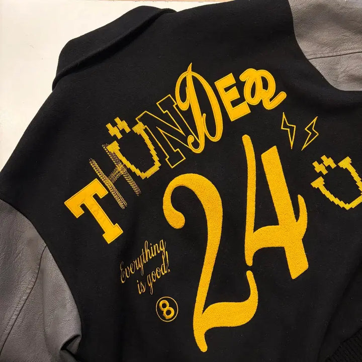 [BUNJANG] ATEEZ Treasure 2024 Black Varsity Jacket / 에이티즈 트레져 2024 블랙 바시티 자켓