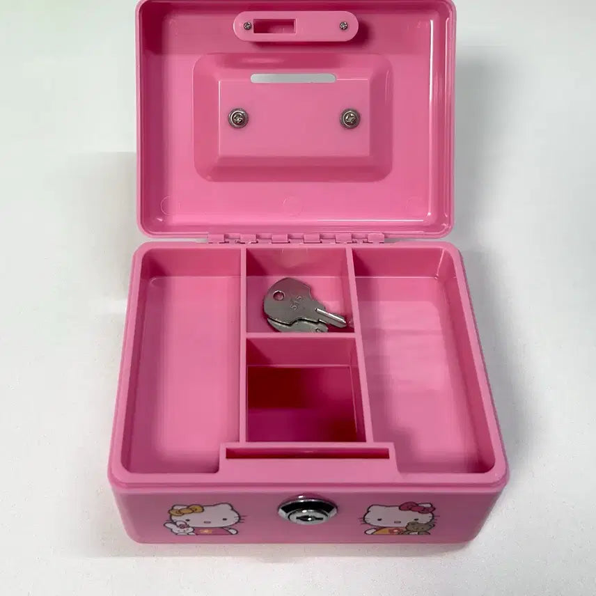 [BUNJANG] Vintage Hello Kitty 2-Tier Pink Storage Box / 고전키티 고전 키티 자물쇠 2단 핑크 보관함 양도