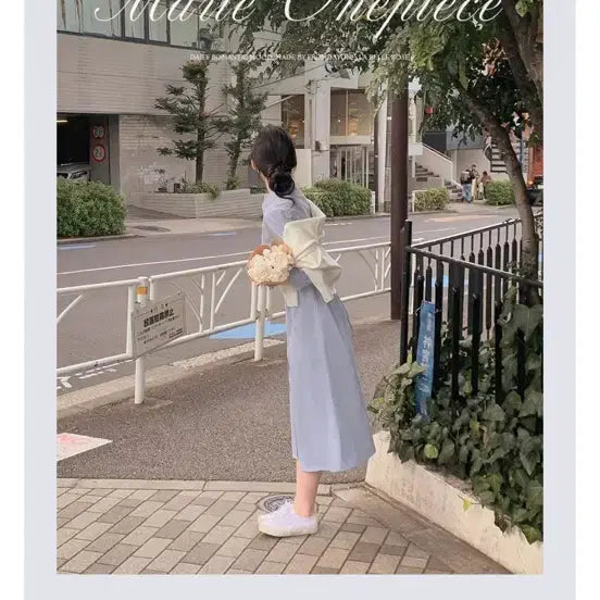 [BUNJANG] FromDayOne Marie Pintuck Shirt Long Dress (Sky Blue) / 프롬데이원_ 마리에 핀턱 셔츠 롱원피스(소라색)