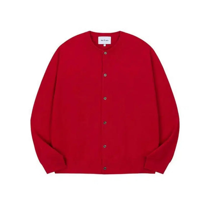 [BUNJANG] Art if Acts Wool Garment Round Neck Cardigan - Red XL / 아트이프액츠 울가먼트 라운드넥 가디건-Red XL사이즈