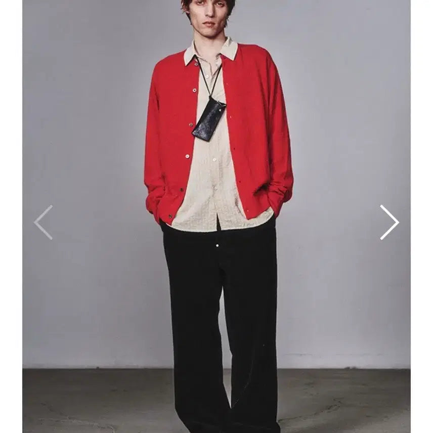 [BUNJANG] Art if Acts Wool Garment Round Neck Cardigan - Red XL / 아트이프액츠 울가먼트 라운드넥 가디건-Red XL사이즈