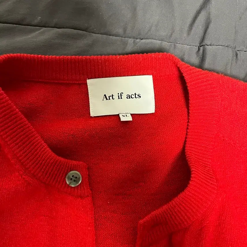 [BUNJANG] Art if Acts Wool Garment Round Neck Cardigan - Red XL / 아트이프액츠 울가먼트 라운드넥 가디건-Red XL사이즈
