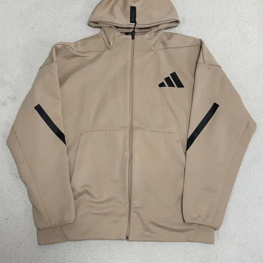 [BUNJANG] Adidas Hooded Zip-Up Jacket Beige XL / 아디다스 후드 집업 자켓 베이지 XL