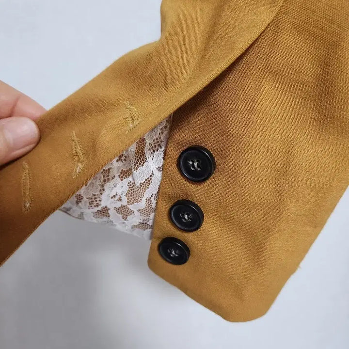 [BUNJANG] Navy Mustard Linen Oversized Jacket (F) / NAVY 머스타드 컬러 린넨 오버핏 자켓 F
