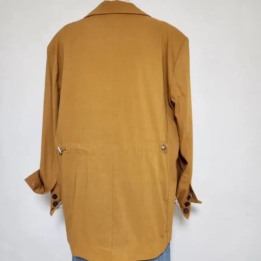 [BUNJANG] Navy Mustard Linen Oversized Jacket (F) / NAVY 머스타드 컬러 린넨 오버핏 자켓 F