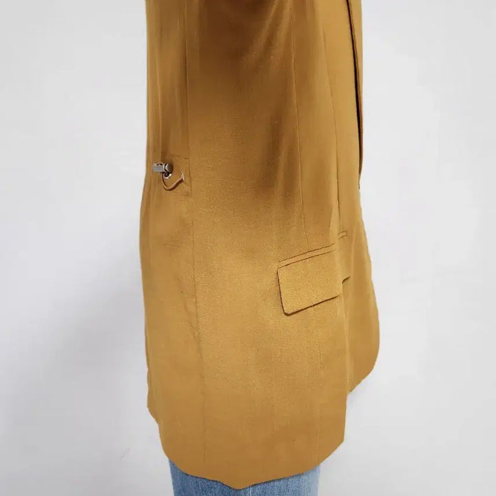 [BUNJANG] Navy Mustard Linen Oversized Jacket (F) / NAVY 머스타드 컬러 린넨 오버핏 자켓 F