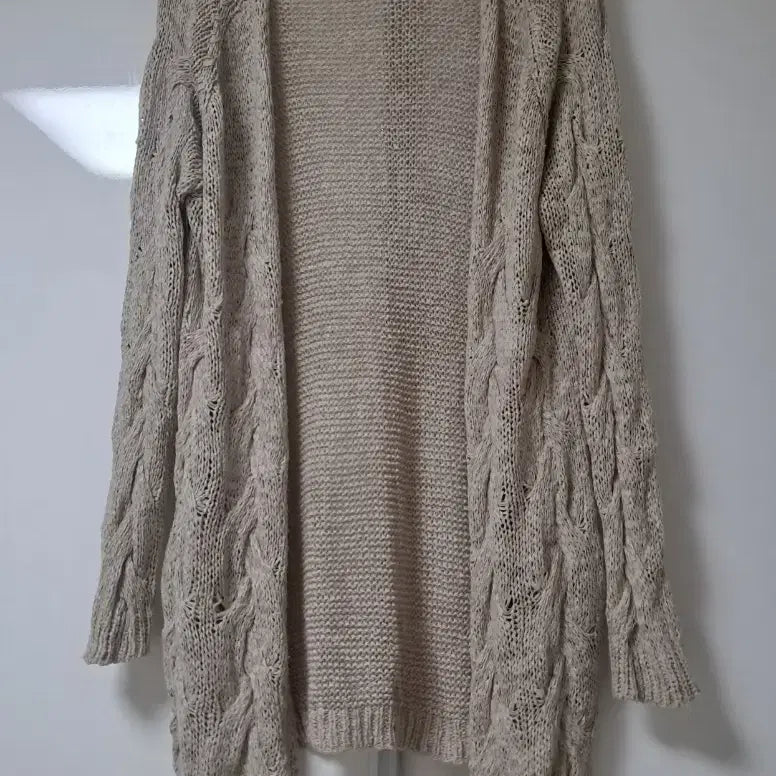 [BUNJANG] Top Vogue Beige Open Knit Long Cardigan / 탑 보그]얇은 니트 롱 가디건/오픈형 가디건/베이지 가디건(새 제품)