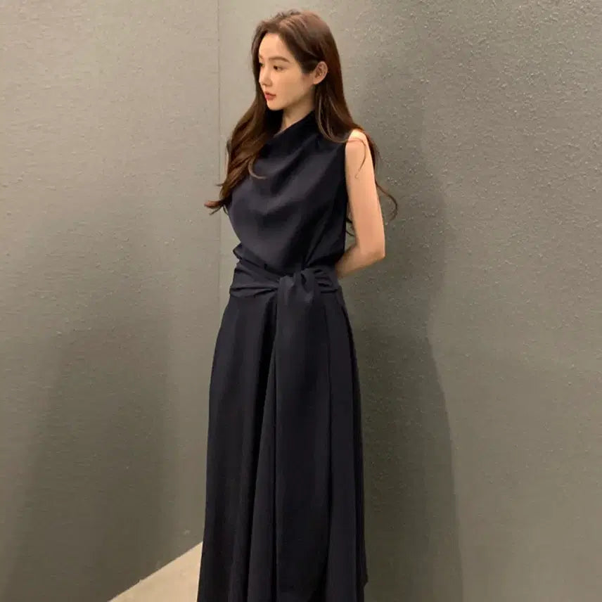 [BUNJANG] Objest Long Waist Tie Dress / 오브제스트 허리끈 롱 원피스 봄 여름 격식룩 데이트룩 하객룩