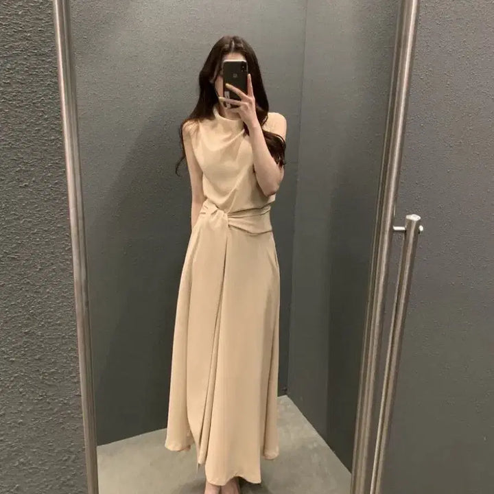 [BUNJANG] Objest Long Waist Tie Dress / 오브제스트 허리끈 롱 원피스 봄 여름 격식룩 데이트룩 하객룩