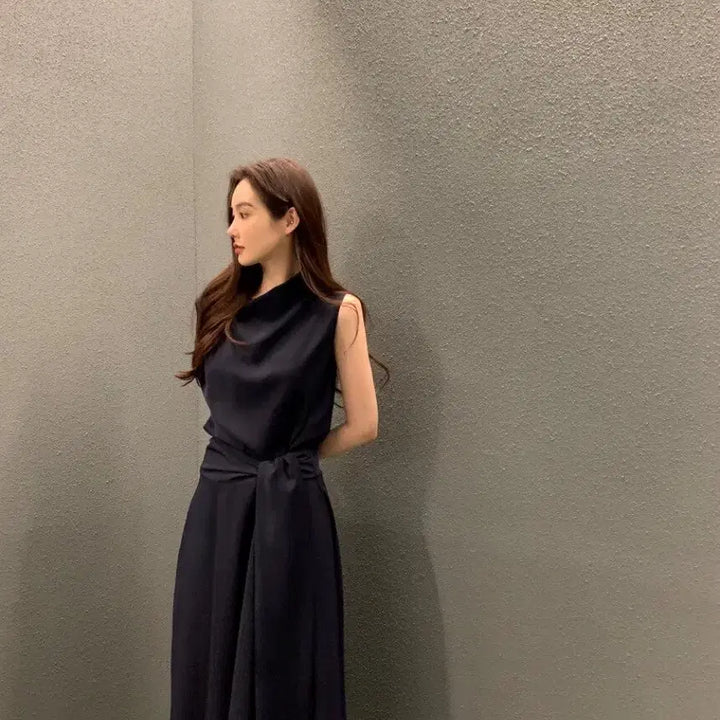 [BUNJANG] Objest Long Waist Tie Dress / 오브제스트 허리끈 롱 원피스 봄 여름 격식룩 데이트룩 하객룩