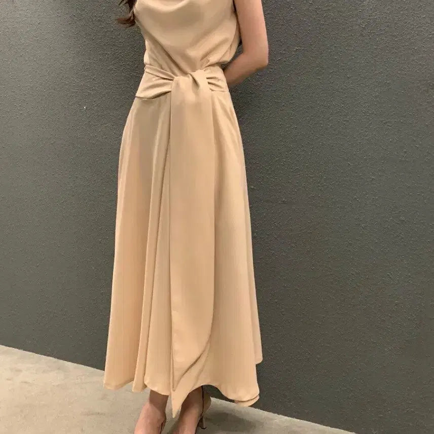 [BUNJANG] Objest Long Waist Tie Dress / 오브제스트 허리끈 롱 원피스 봄 여름 격식룩 데이트룩 하객룩
