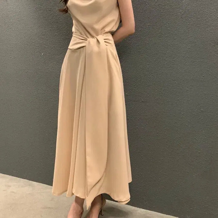 [BUNJANG] Objest Long Waist Tie Dress / 오브제스트 허리끈 롱 원피스 봄 여름 격식룩 데이트룩 하객룩