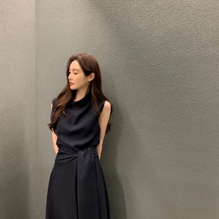 [BUNJANG] Objest Long Waist Tie Dress / 오브제스트 허리끈 롱 원피스 봄 여름 격식룩 데이트룩 하객룩