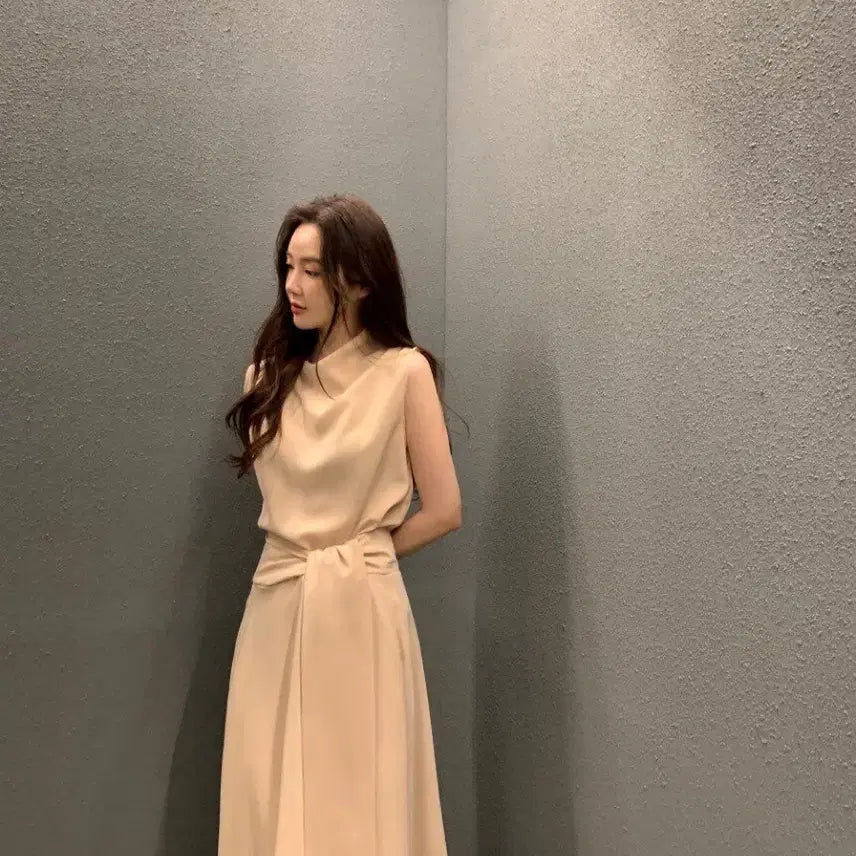 [BUNJANG] Objest Long Waist Tie Dress / 오브제스트 허리끈 롱 원피스 봄 여름 격식룩 데이트룩 하객룩