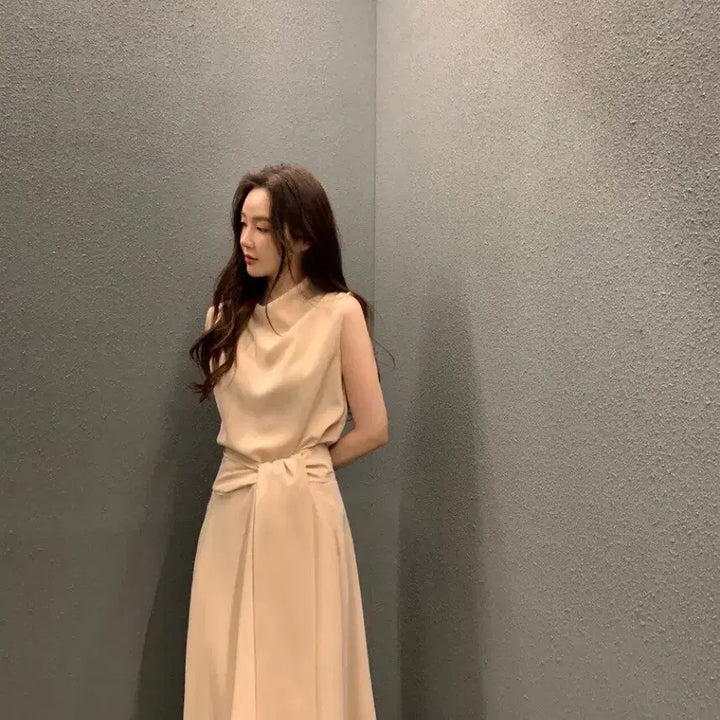 [BUNJANG] Objest Long Waist Tie Dress / 오브제스트 허리끈 롱 원피스 봄 여름 격식룩 데이트룩 하객룩