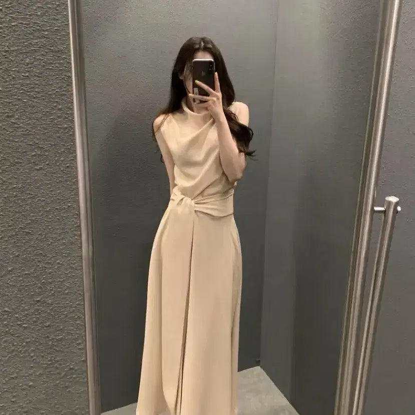 [BUNJANG] Objest Long Waist Tie Dress / 오브제스트 허리끈 롱 원피스 봄 여름 격식룩 데이트룩 하객룩