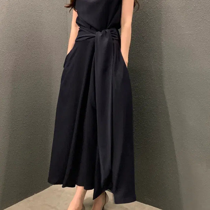[BUNJANG] Objest Long Waist Tie Dress / 오브제스트 허리끈 롱 원피스 봄 여름 격식룩 데이트룩 하객룩