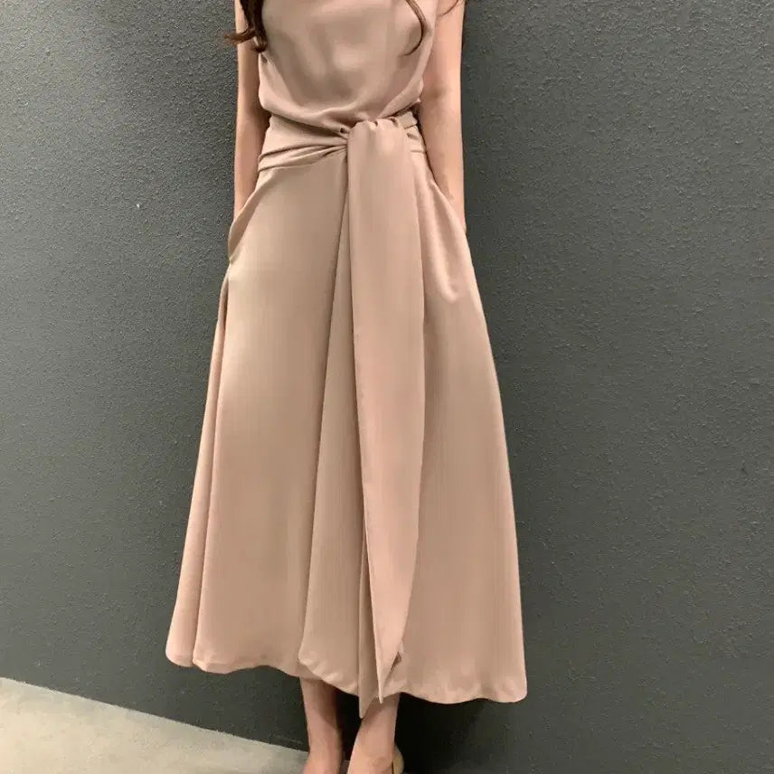 [BUNJANG] Objest Long Waist Tie Dress / 오브제스트 허리끈 롱 원피스 봄 여름 격식룩 데이트룩 하객룩