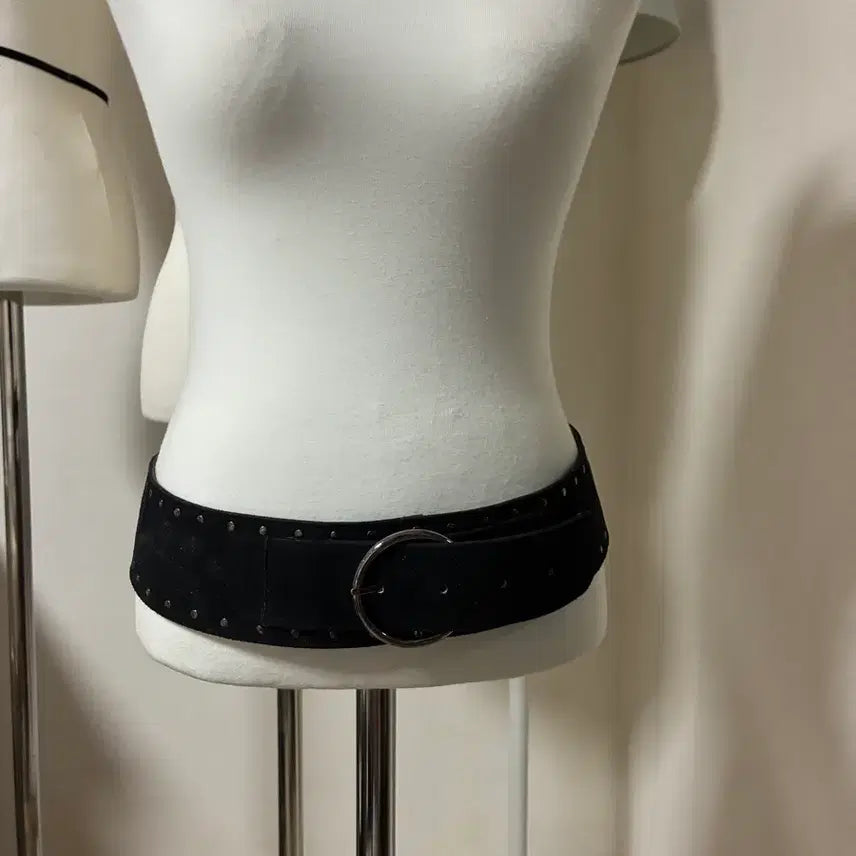 [BUNJANG] Y2K Black Suede Wide Belt / Y2K 블랙 스웨이드 와이드벨트