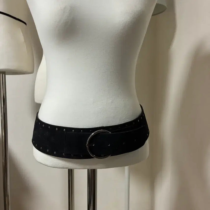 [BUNJANG] Y2K Black Suede Wide Belt / Y2K 블랙 스웨이드 와이드벨트
