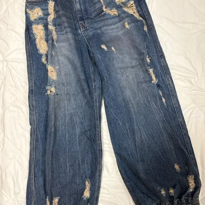 [BUNJANG] Juun.J Oil Washing Denim Wide Pants - Blue (Size 46) / 준지-오일워싱 데님 와이드 팬츠-블루(46 M)