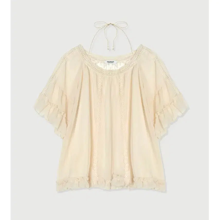 [SOLD OUT] 온무드 MORI CHIFFON LACE BLOUSE - CREAM