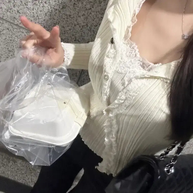 [BUNJANG] Lace Cardigan Set / 레이스 가디건 세트