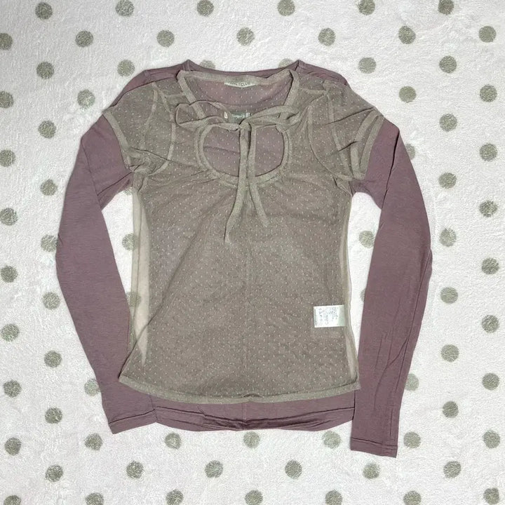 [BUNJANG] Fancy Club Layered Long Sleeve Set / 팬시클럽 도트 레이어드 롱슬리브 핑크