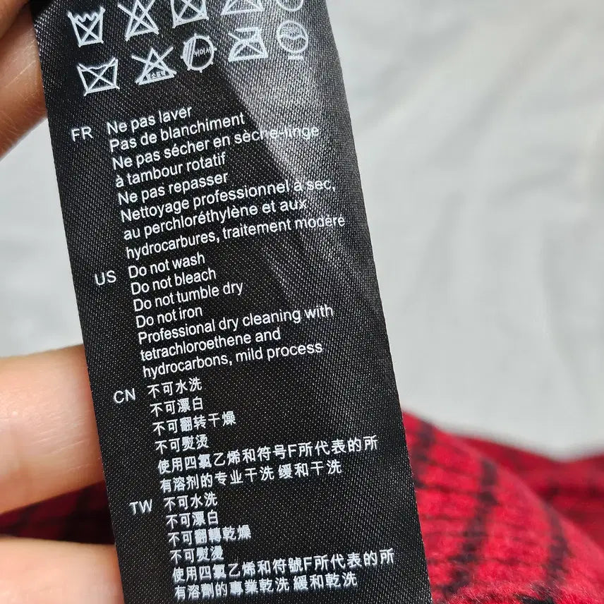 [BUNJANG] Sandro Red Black Check Pattern Wool Blend Handmade Coat L / 산드로 레드 블랙 체크 패턴 핸드메이드 울 혼방 코트 L
