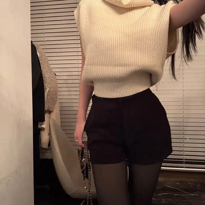 [BUNJANG] Turtleneck Knit Vest - Ivory / [새상품] 터틀넥 니트 조끼 아이보리 베스트 민소매