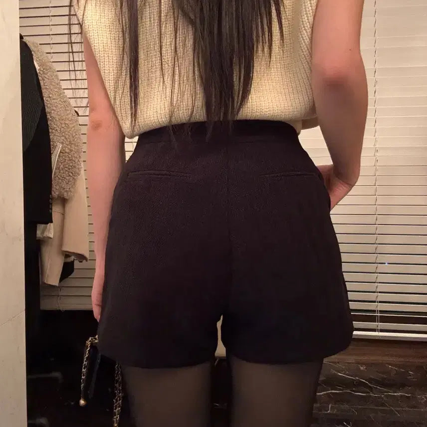 [BUNJANG] Black 3-Quarter Length Slacks Shorts Pants / [새상품] 3부 검정 반바지 슬랙스 팬츠