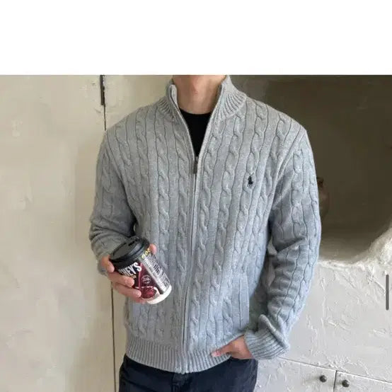 [BUNJANG] Polo Ralph Lauren Knit Zip-Up Gray L / 폴로랄프로렌 / 니트집업 그레이 / L 사이즈 팝니다