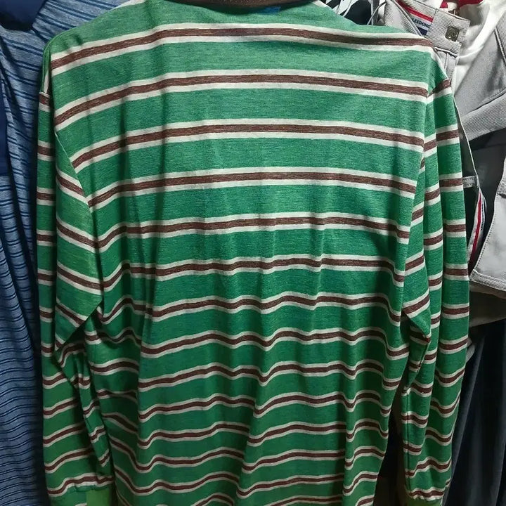 [BUNJANG] LDS Sport 100 Striped Long Sleeve Polo Shirt / LDS sport 100 스트라이프 긴팔 폴로티