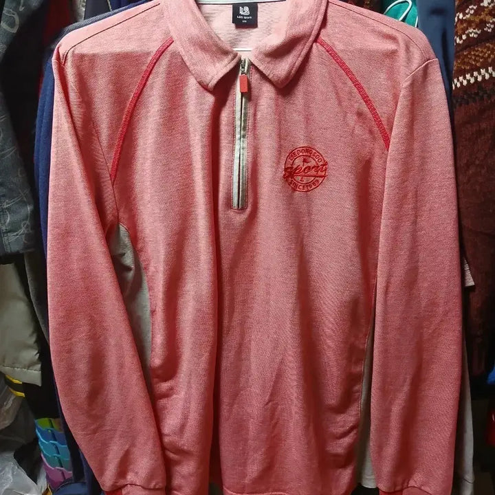 [BUNJANG] LDS Sport 100 Pink Half-Zip Long-Sleeve T-Shirt / LDS sport 100 핑크색 반집업 티셔츠