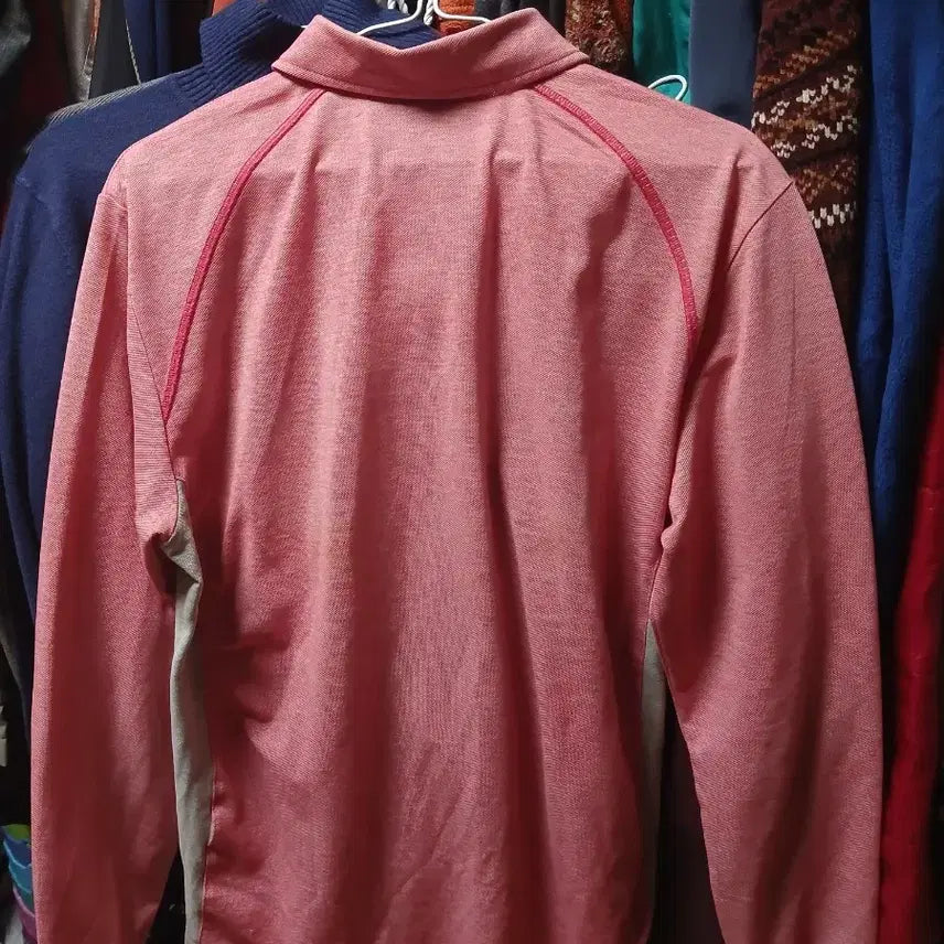 [BUNJANG] LDS Sport 100 Pink Half-Zip Long-Sleeve T-Shirt / LDS sport 100 핑크색 반집업 티셔츠