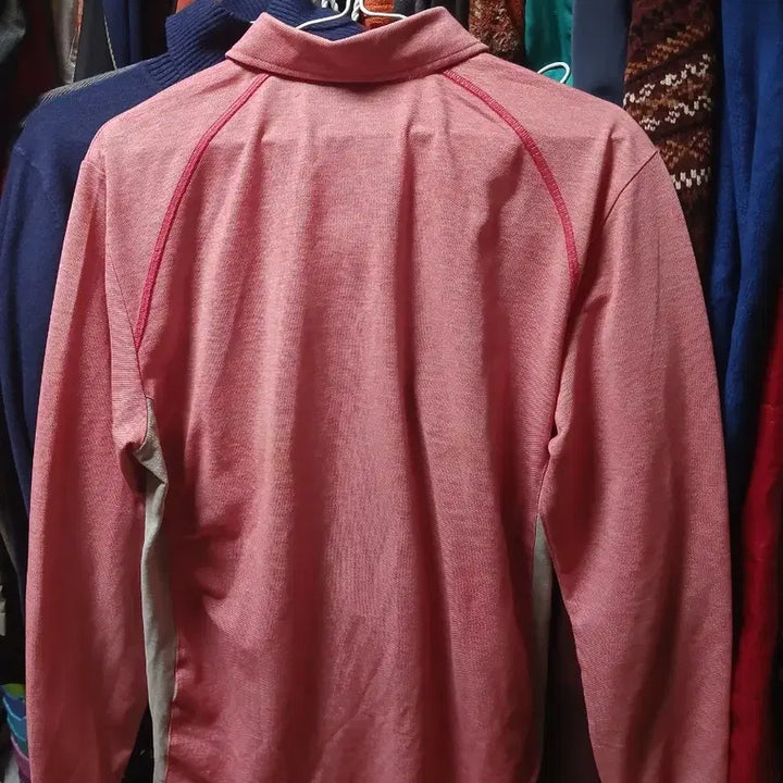 [BUNJANG] LDS Sport 100 Pink Half-Zip Long-Sleeve T-Shirt / LDS sport 100 핑크색 반집업 티셔츠