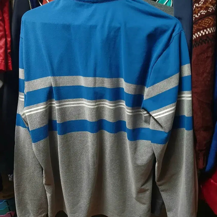 [BUNJANG] Renoma Blue/Gray Stripe Long Sleeve Polo Shirt (Size 100) / 레노마 블루/그레이 스트라이프 긴팔 카라티 100