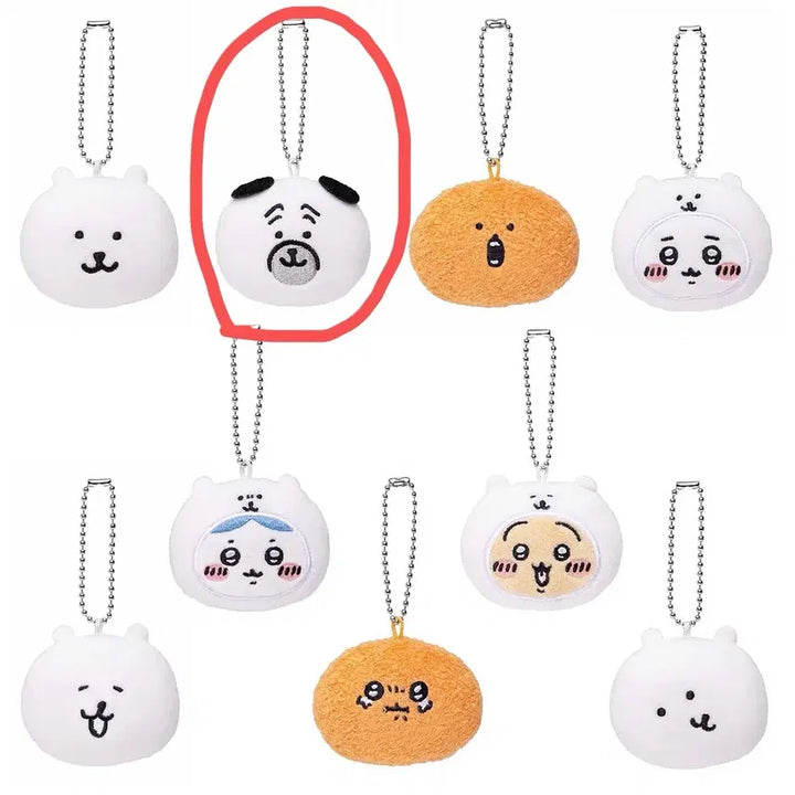 [BUNJANG] Nagano Market Nodding Bear Kuji E Prize Crooked Bear &amp; Bell Mascot Keychain Pug Prize Bundle Set / 나가노마켓 농담곰 쿠지 E상 삐뚤곰 + 방울 마스코트 키링 퍼그상